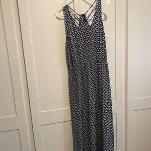 Banana Republic Navy & White maxi dress with slit